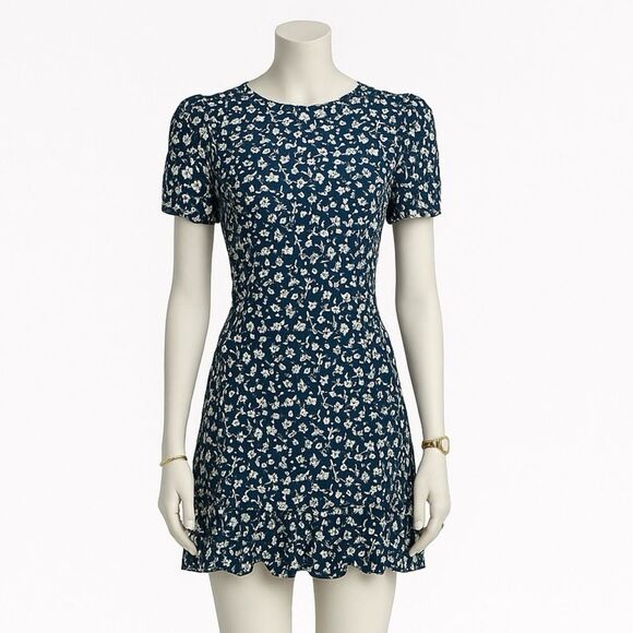 Not for sale  — Reformation Beesley Dress Navy White Floral Flutter Sleeve  Mini - Picture 4 of 14
